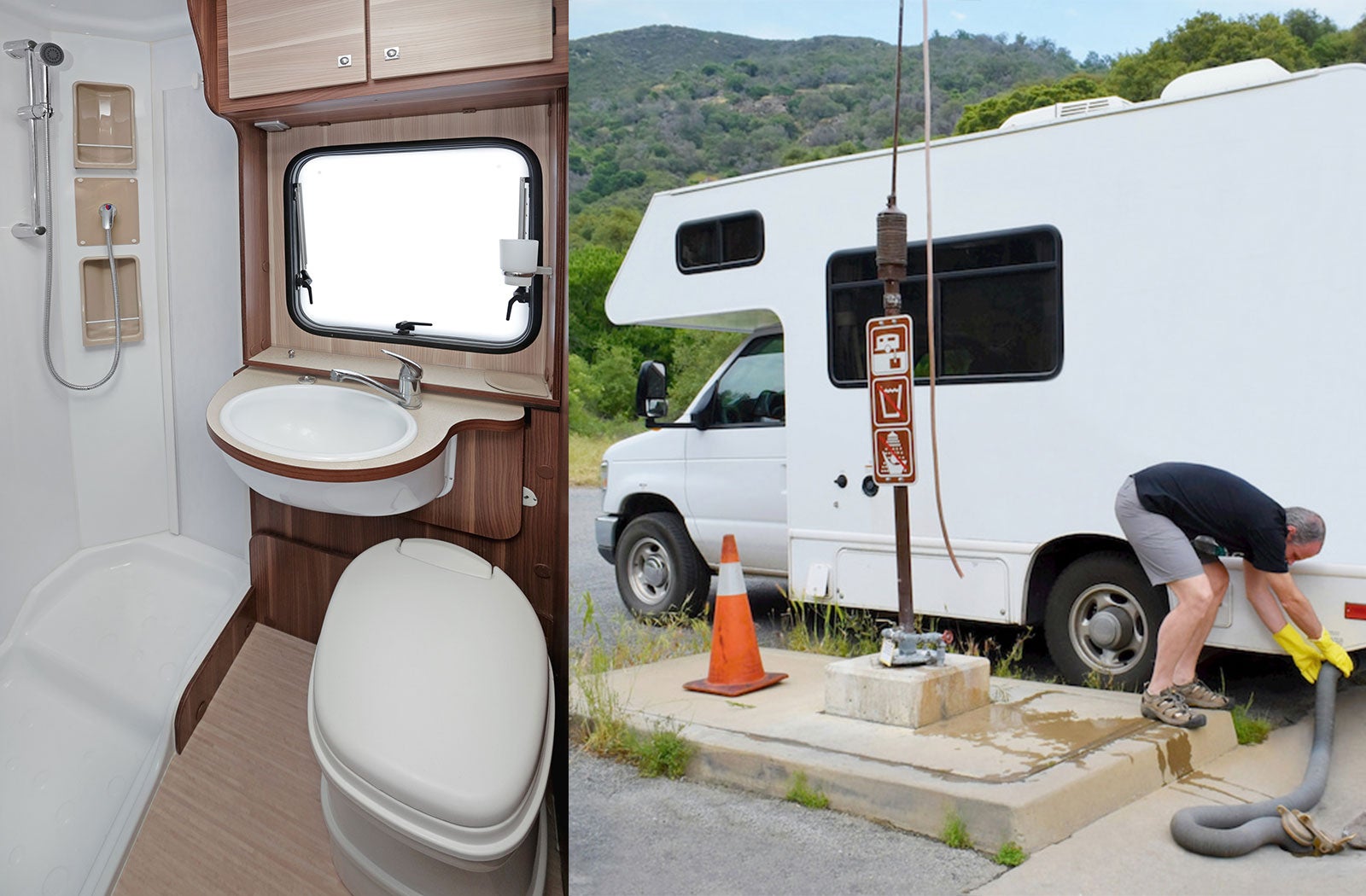 Portable RV/camper toilet and holding tank setup in Bremerton, Washington